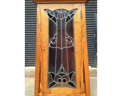 E. A. Taylor. A rare Arts & Crafts Glasgow school Oak grandfather clock with inlaid pewter motto to the top 'TIME FLIES'. - Thumbnail 6