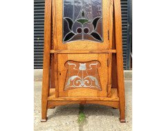 E. A. Taylor. A rare Arts & Crafts Glasgow school Oak grandfather clock with inlaid pewter motto to the top 'TIME FLIES'. - Thumbnail 8
