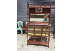 E. A. Taylor for Wylie & Lochhead. An Arts & Crafts display/sideboard with green glass Voysey style tree details - Thumbnail 1