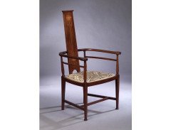 William Birch retailed by Liberty & Co. An inlaid mahogany Armchair - Thumbnail 4