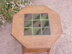 A Very Stylish Little Arts & Crafts Green Tiled Top Table - Thumbnail 3