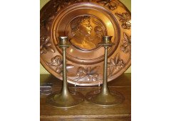 Dryad of Leicester, Pair of Brass Candlesticks - Thumbnail 2