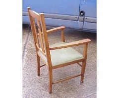 Pair of Arts & Crafts Oak Armchairs c.1900 - Thumbnail 2