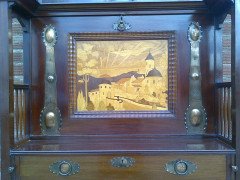 Shapland & Petter. A bureau bookcase with a beautiful marquetry panel - Thumbnail 4