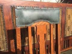 An extremely rare set of twelve Glasgow school oak dining chairs fully restored - Thumbnail 6