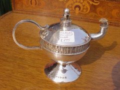 A E Jones. oil lamp and lighting stick with inscription running round - Thumbnail 1