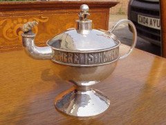 A E Jones. oil lamp and lighting stick with inscription running round - Thumbnail 2