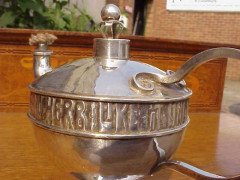 A E Jones. oil lamp and lighting stick with inscription running round - Thumbnail 4
