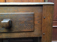 An 1960s Oak side table with inset marble top. - Thumbnail 3