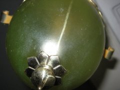 Arts & Crafts ceiling light with green glass liner - Thumbnail 2