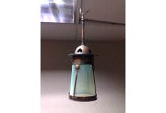 An Arts & Crafts copper and Vaseline lantern - Thumbnail 3