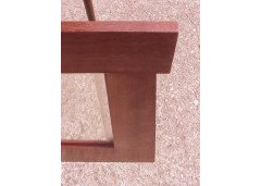 An Arts & Crafts mahogany style mirror with subtle angular form with a light blue Ruskin Heart to the top - Thumbnail 3