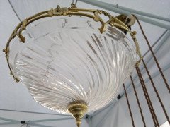 W. A. S. Benson. Rare pair of ceiling lights with stunning stylised floral and heart detailed gallery with original swirling - Thumbnail 2