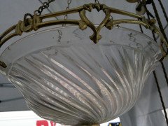 W. A. S. Benson. A rare pair of ceiling lights with stunning stylised floral and heart detailed gallery with original swirling - Thumbnail 3