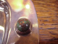 Liberty & Co. A silver tray with a Green and a Blue Torquoise cabachon to each end - Thumbnail 3