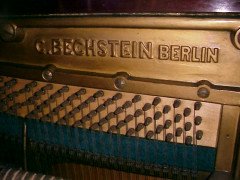 Walter Cave for Bechstein. A mahogany piano with overstrung upright underdamper action - Thumbnail 12