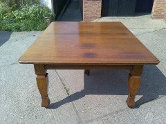 Shapland & Petter. An Arts & Crafts Oak 14 seater extending dining table with three leaves and eight matching chairs - Thumbnail 3
