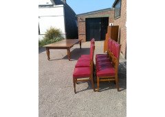 Shapland & Petter. An Arts & Crafts Oak 14 seater extending dining table with three leaves and eight matching chairs - Thumbnail 11