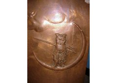 A Copper Fire Screen with an Owl Standing on the Crescent Moon Beside a Stylised Tree - Thumbnail 3