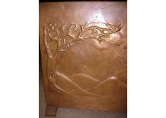 A Copper Fire Screen with Owl Standing on the Crescent Moon Beside a Stylised Tree - Thumbnail 4