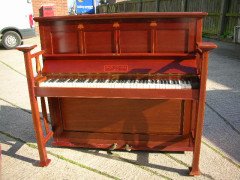 G. M. Ellwood for John Brinsmead and Sons. A mahogany and inlaid upright piano - Thumbnail 4