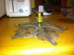 An Arts & Crafts copper floral leaf ceiling light - Thumbnail 2