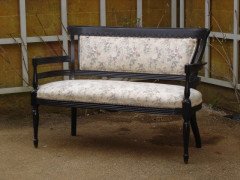 E. W. Godwin for James Peddle. A rare ebonised two seater settee - Thumbnail 1