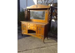 A Glasgow-Style Arts & Crafts Oak Sideboard with Stylised Cut-outs to the Top & to the Sweeping Base - Thumbnail 2