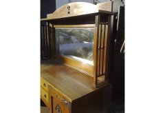 A Glasgow-Style Arts & Crafts Oak Sideboard with Stylised Cut-outs to the Top & to the Sweeping Base - Thumbnail 4