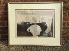 Frank Brangwyn. 'The Devil's Bridge' colour wood-cut, Signed by the artist and engraver - Thumbnail 1