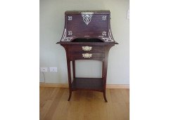 WMF. Rare silver plated cutlery service for 12, in the original cabinet with silver plated stylised mounts - Thumbnail 1