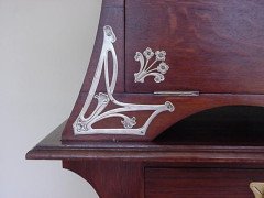 WMF. Rare silver plated cutlery service for 12, in the original cabinet with silver plated stylised mounts - Thumbnail 7