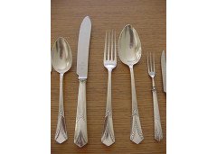 WMF. Rare silver plated cutlery service for 12, in the original cabinet with silver plated stylised mounts - Thumbnail 18