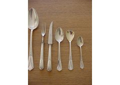 WMF. Rare silver plated cutlery service for 12, in the original cabinet with silver plated stylised mounts - Thumbnail 19