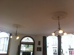 W. A. S. Benson, Style of. A Well-Crafted rare pair of Arts & Crafts three branch ceiling lights - Thumbnail 2
