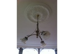W. A. S. Benson, Style of. A Well-Crafted rare pair of Arts & Crafts three branch ceiling lights - Thumbnail 3