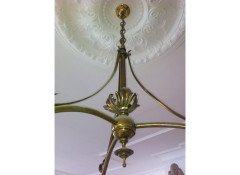 W. A. S. Benson, Style of. A Well-Crafted rare pair of Arts & Crafts three branch ceiling lights - Thumbnail 5