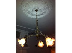 W. A. S. Benson, Style of. A Well-Crafted rare pair of Arts & Crafts three branch ceiling lights - Thumbnail 8