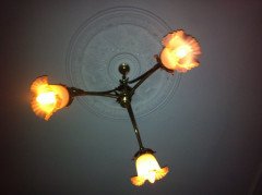 W. A. S. Benson, Style of. A Well-Crafted rare pair of Arts & Crafts three branch ceiling lights - Thumbnail 9
