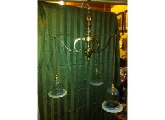 Arts & Crafts Brass Three Branch Ceiling Light c.1900 - Thumbnail 2