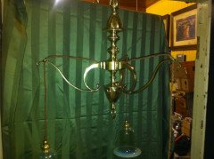 A Good Quality Arts & Crafts Three Branch Brass Ceiling Light - Thumbnail 2