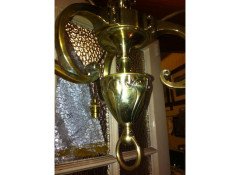 A Good Quality Arts & Crafts Three Branch Brass Ceiling Light - Thumbnail 7