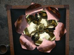 W. A. S. Benson. A copper and brass ceiling light in the form of a large flower - Thumbnail 1