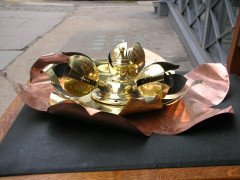 W. A. S. Benson. A copper and brass ceiling light in the form of a large flower - Thumbnail 2