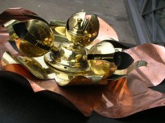W. A. S. Benson. A copper and brass ceiling light in the form of a large flower - Thumbnail 3
