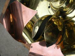W. A. S. Benson. A copper and brass ceiling light in the form of a large flower - Thumbnail 4