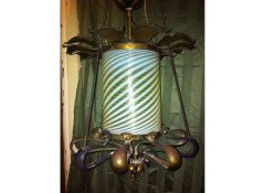 A good Arts & Crafts gilt and brass lantern - Thumbnail 3