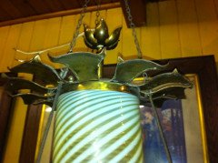 A good Arts & Crafts gilt and brass lantern - Thumbnail 6
