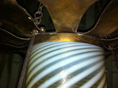 A good Arts & Crafts gilt and brass lantern - Thumbnail 8