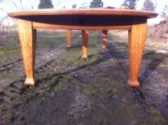 A fourteen seat Arts & Crafts Oak 'D' end extending dining table with four extra leaves. - Thumbnail 3